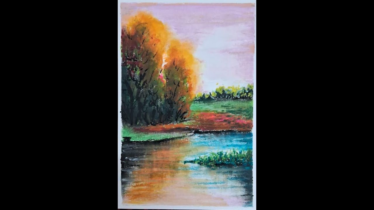 Autumn Serenity at Sunset – Oil Pastel Landscape Painting 5 February 2026