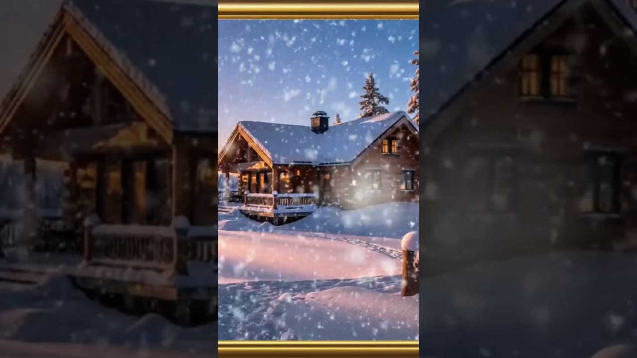 Relaxing Snowy Cabin  Screensaver & Piano Music 