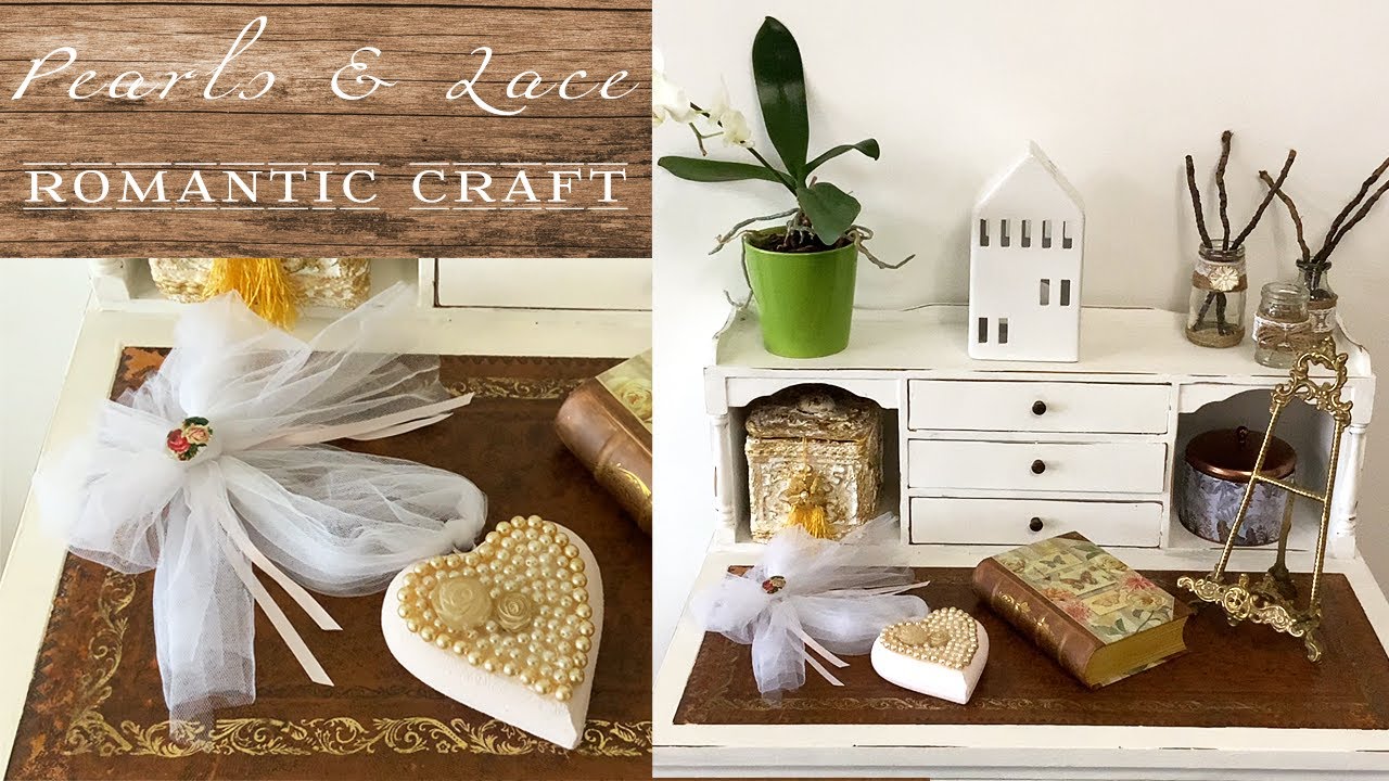 How to make Valentine craft - Romantic pearls and lace heart