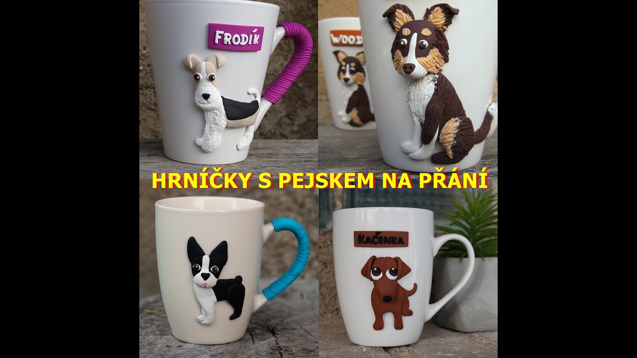 VLASTNÍ VÝROBKY Z FIMA, FIMO HRNÍČKY S PEJSKY NA PŘÁNÍ, HANDMADE FIMO LŽIČKY NA PŘÁNÍ