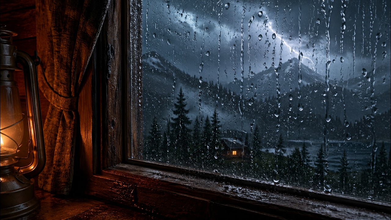Heavy Rain and Distant Thunder on a Mountain Cabin - 8 Hours of Relaxing