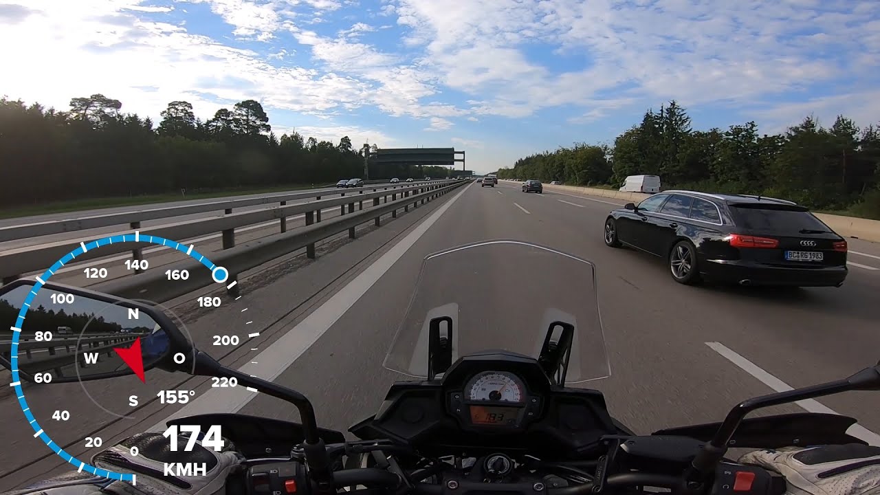 Kawasaki VERSYS 650 - TOPSPEED auf Autobahn - GPS Daten