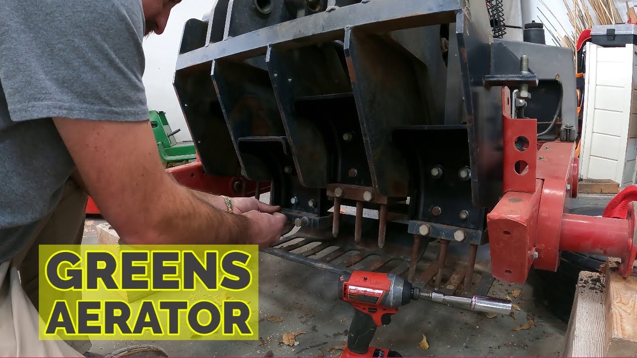 OLD GREENS AERATOR. Getting it ready for spring.