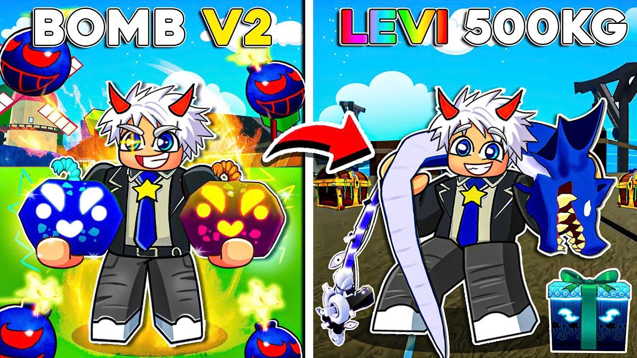 BI HUỲNH SỞ HỮU TẤT CẢ SKIN TRÁI BOMB SIÊU MẠNH VÀ CÂU CÁ LEVI TRONG BLOX FRUITS