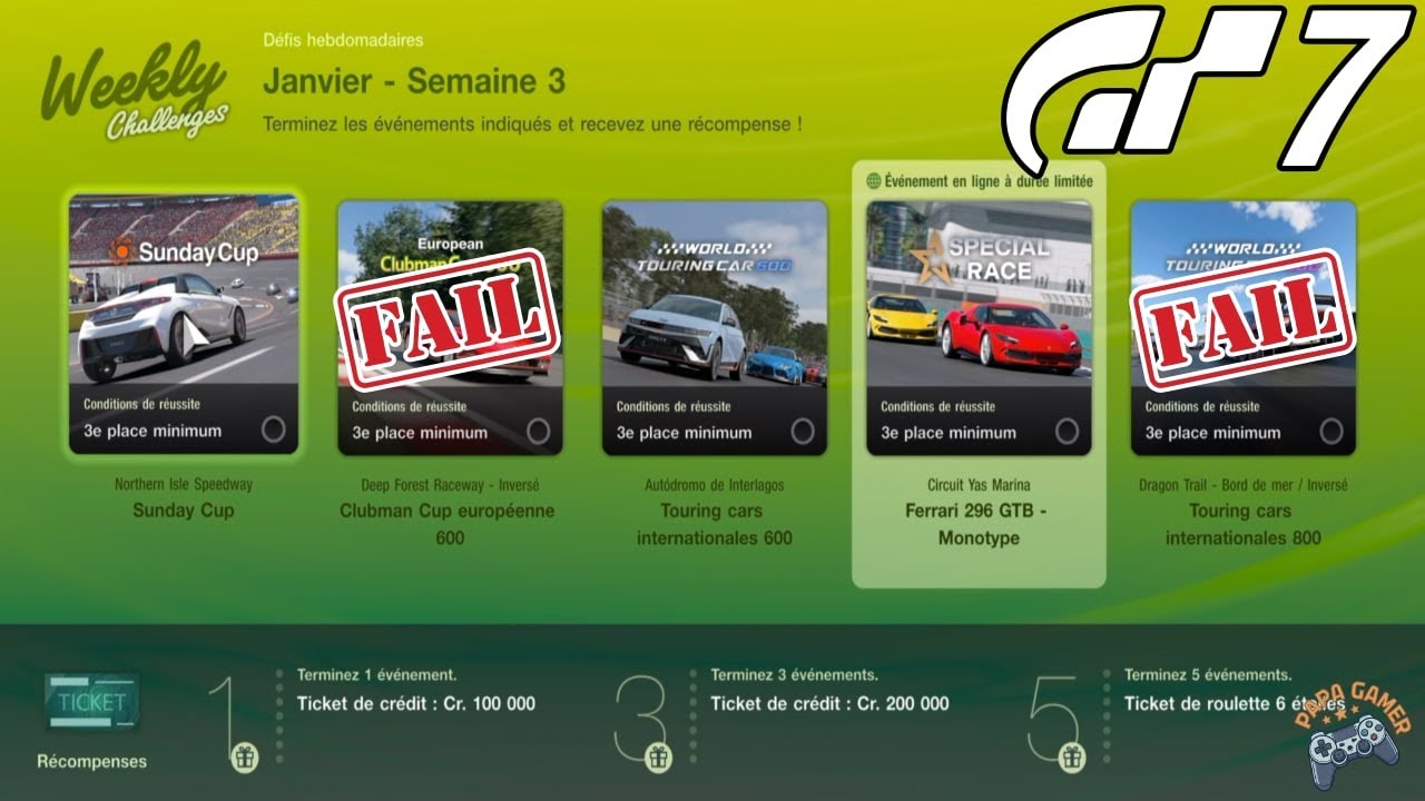[PS5] GT7 - Weekly Challenge - Janvier 2026 - Semaine 3 // Une dernière épreuve catastrophique ! 😭