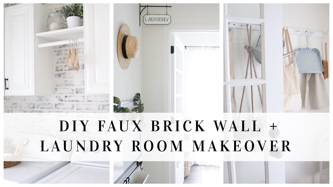 DIY FAUX BRICK WALL | LAUNDRY ROOM MAKEOVER | HOUSE + HOLM