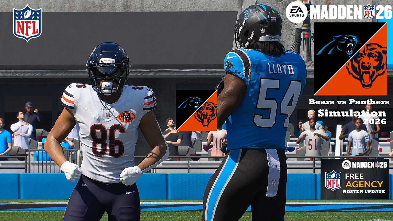 Madden 26 Kalif Raymond Bears vs Devin LLoyd Panthers - Updated Roster- Simulation 2026 Game Play