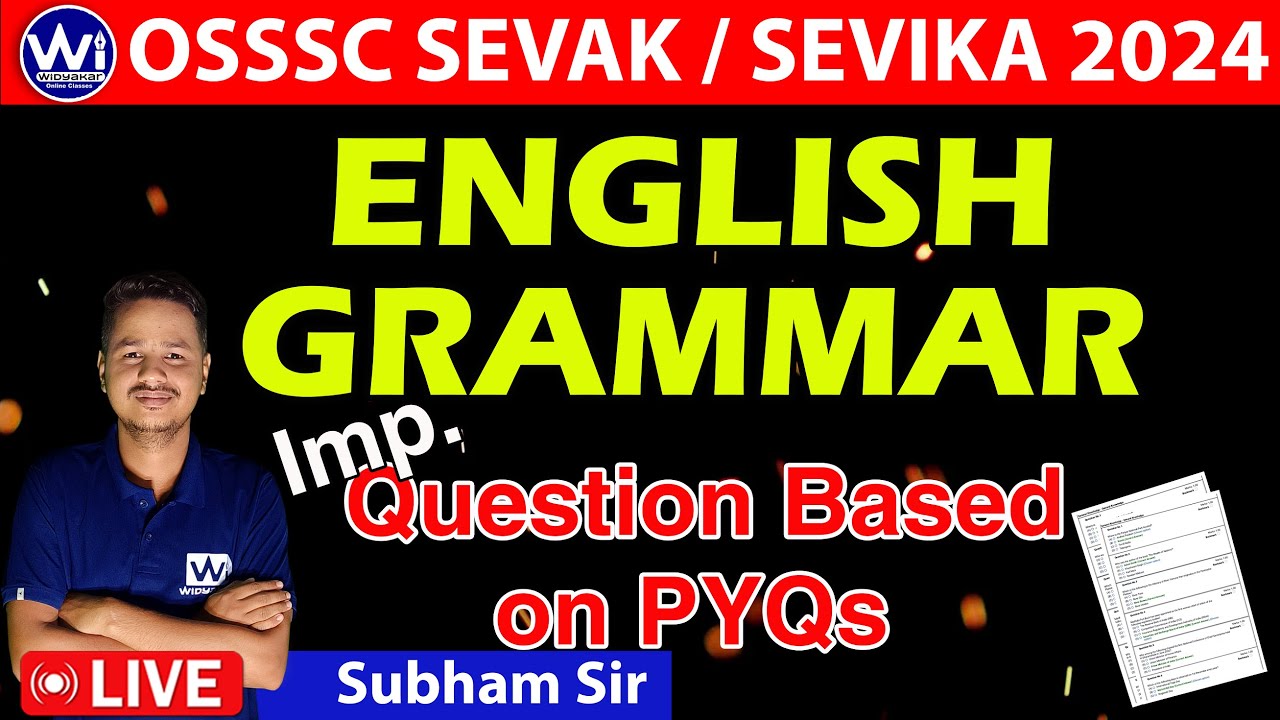 ENGLISH GRAMMAR | Questions Based on PYQs | OSSSC SSD TGT, SEVAK, SEVIKA 2024 #ssd #englishgrammar