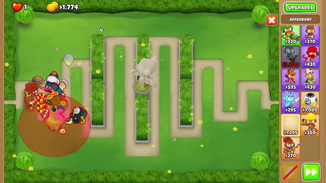 BTD6 Ausweichen auf Schimpansen