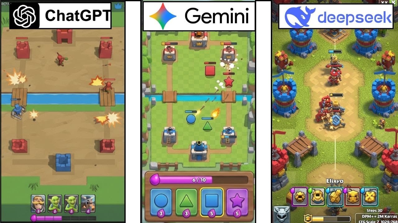 ChatGPT VS Gemini VS DeepSeek: Crean CLASH ROYALE desde Cero (Duelo de IAs)