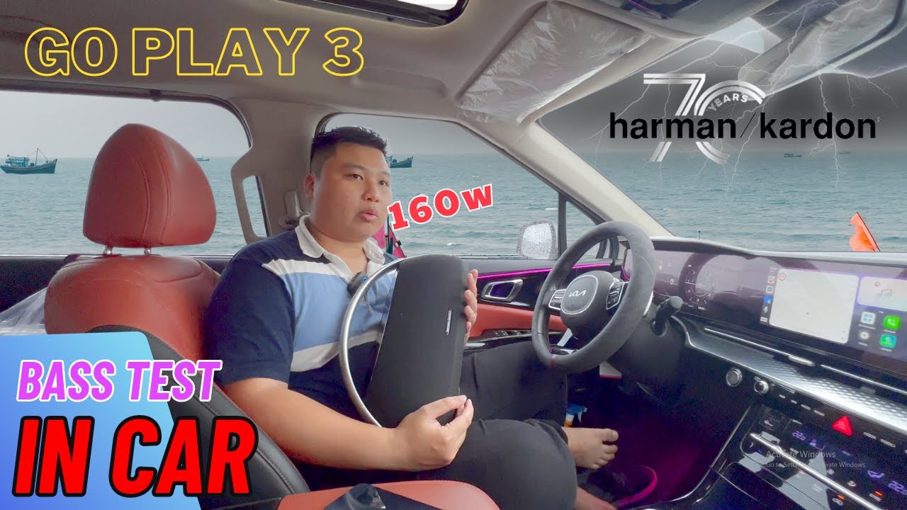 Thử loa Harman Kardon Go Play 3 tr&ecirc;n Kia Carnival trời Mưa B&atilde;o ở Long Hải