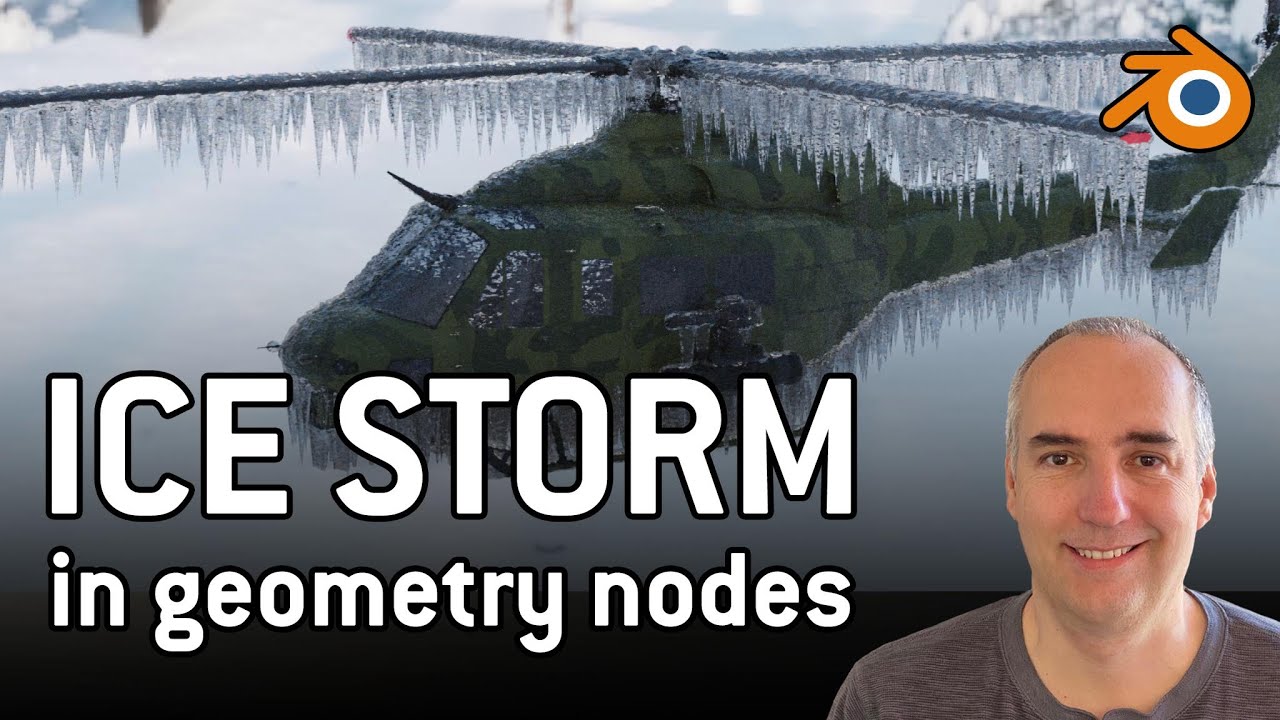 Ice storm with geometry nodes in Blender EP38