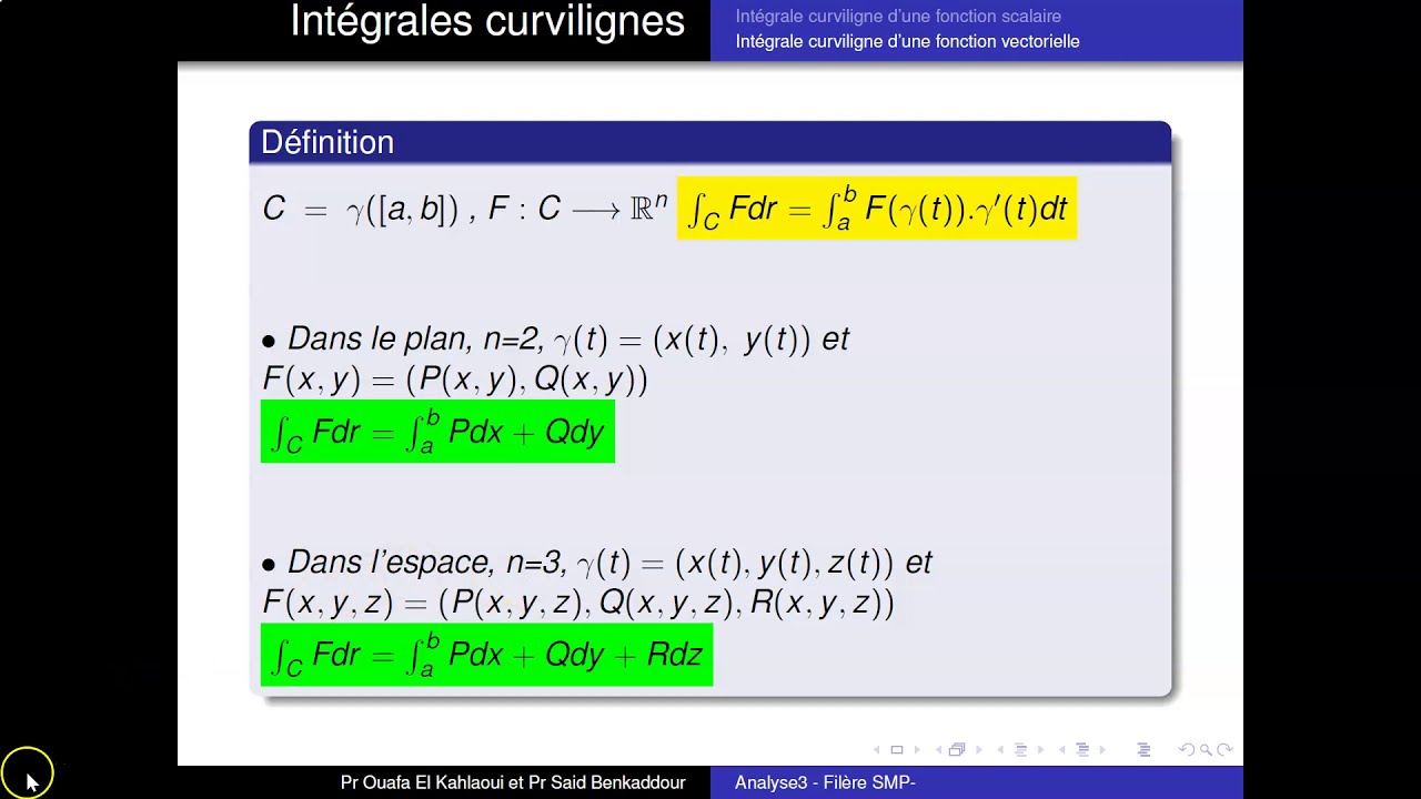 Intégrales curvilignes