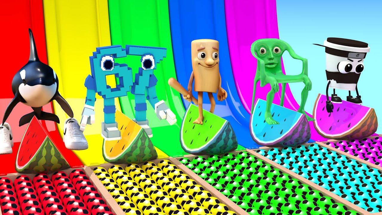 Long Slide Game with Cow Elephant Gorilla Hippopotamus Tiger 3d Animal Game Funny 3d Animals