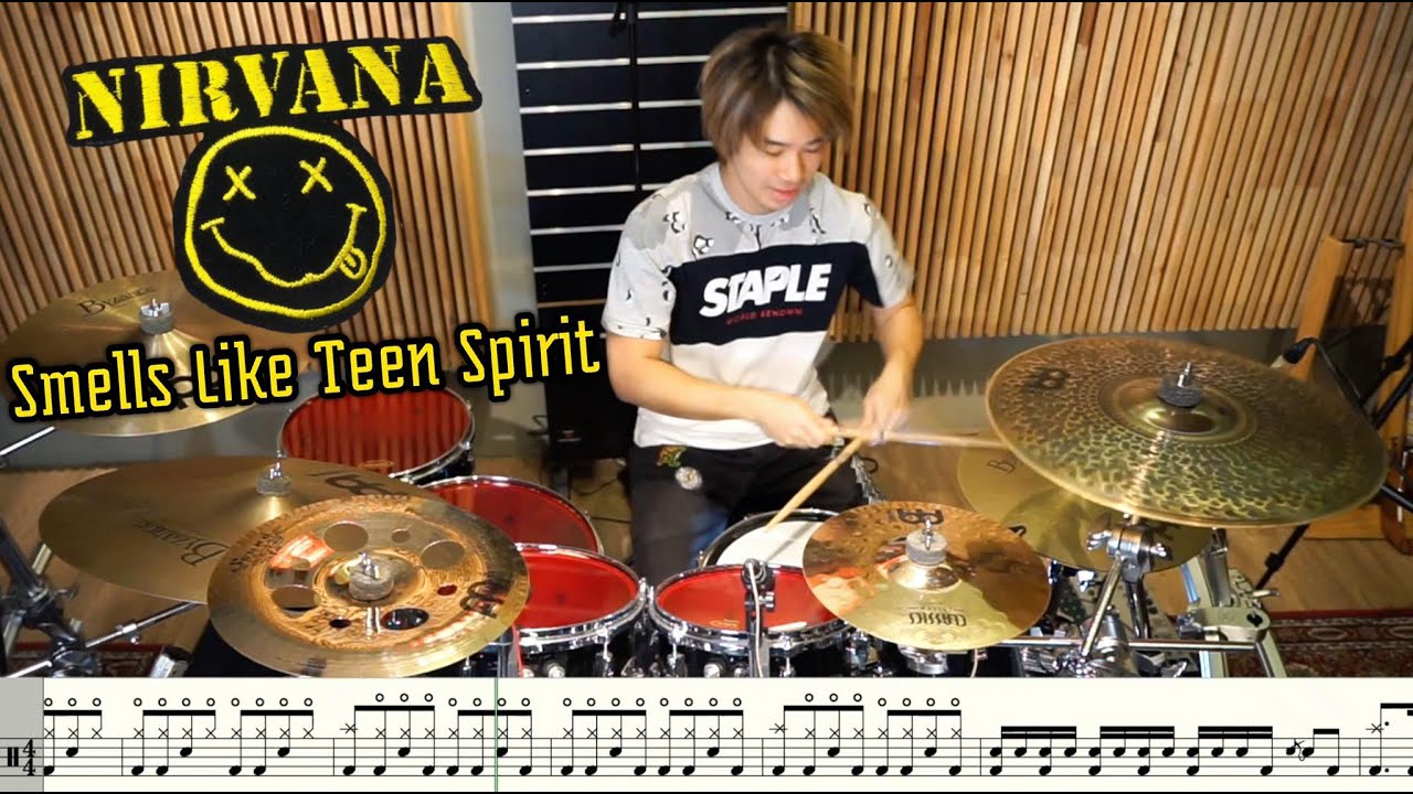 Nirvana - Smells Like Teen Spirit [Drum Cover : Score โน้ตกลอง ] Note Weerachat