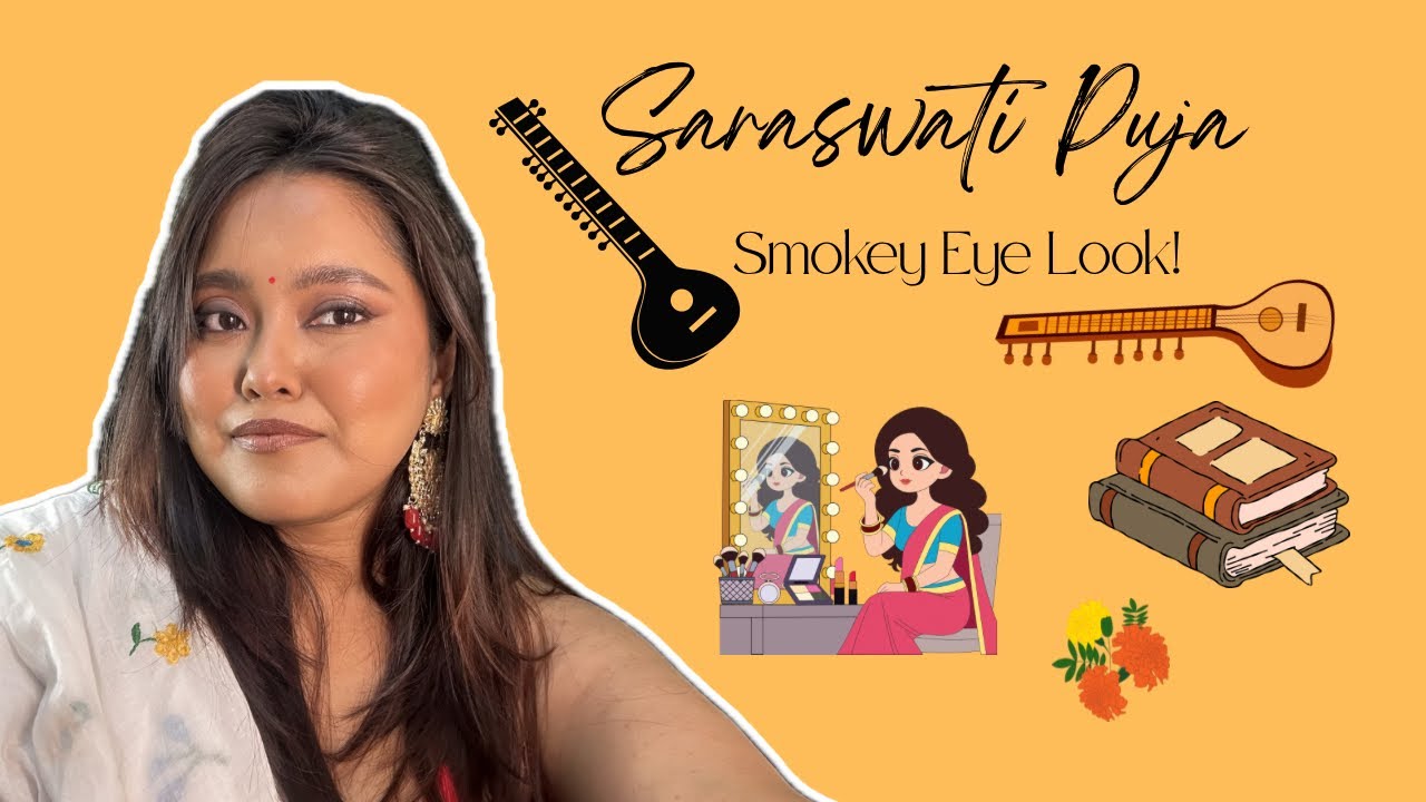Saraswati Puja Makeup Tutorial | Smokey Eye Look