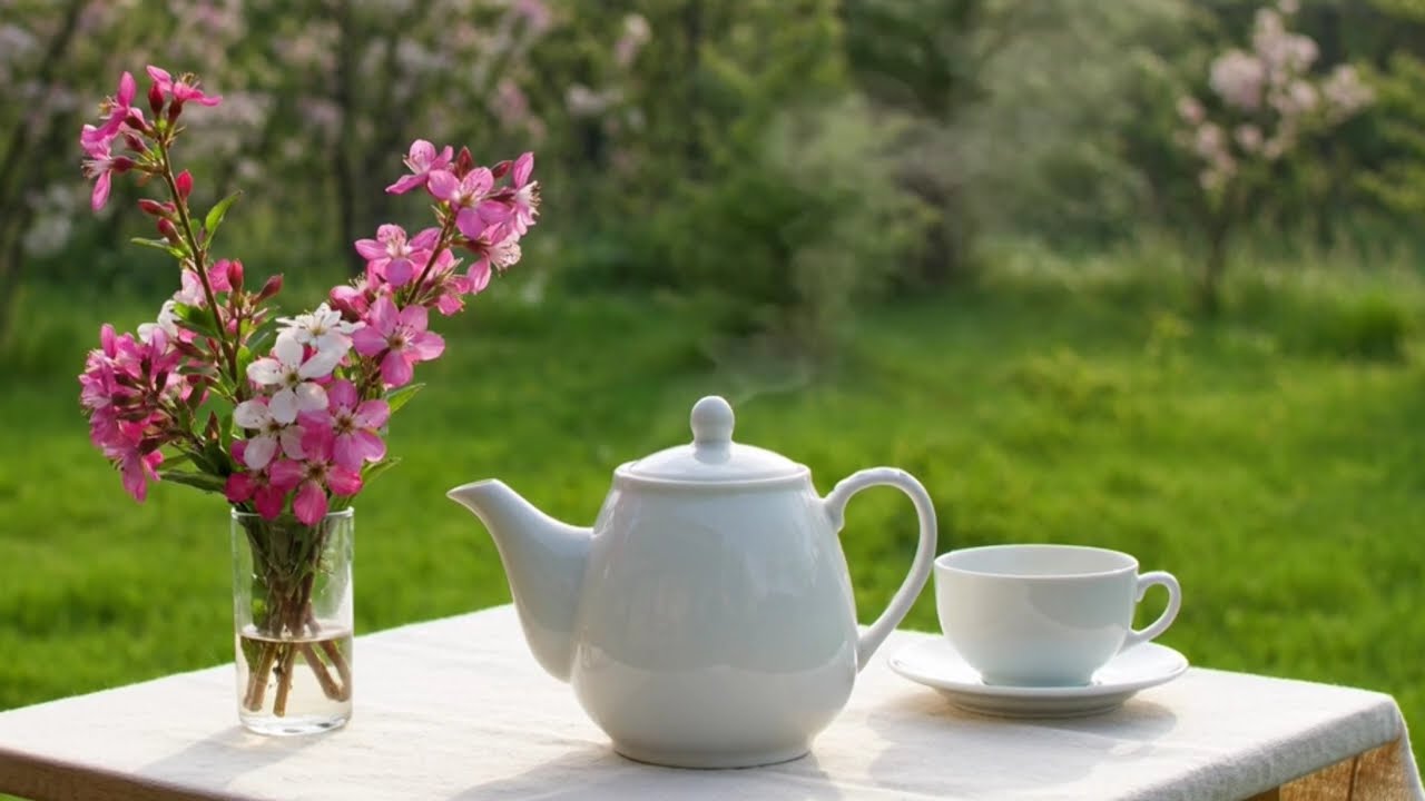 Morning Tea in a Blooming Garden  Soft Relaxing