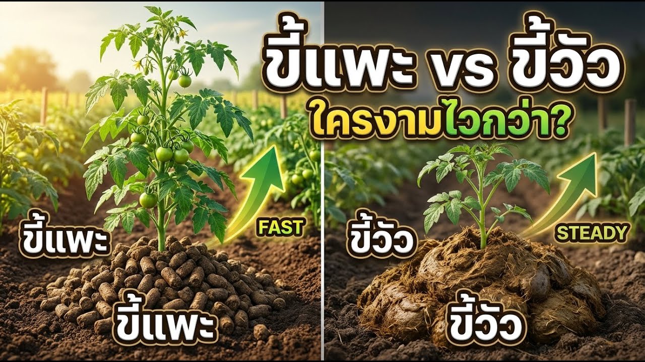 แพงกว่าแต่คุ้มไหม ขี้แพะ ท้าชน ขี้วัว วัดกันหมัดต่อหมัด อันไหนพืชงามไวกว่า