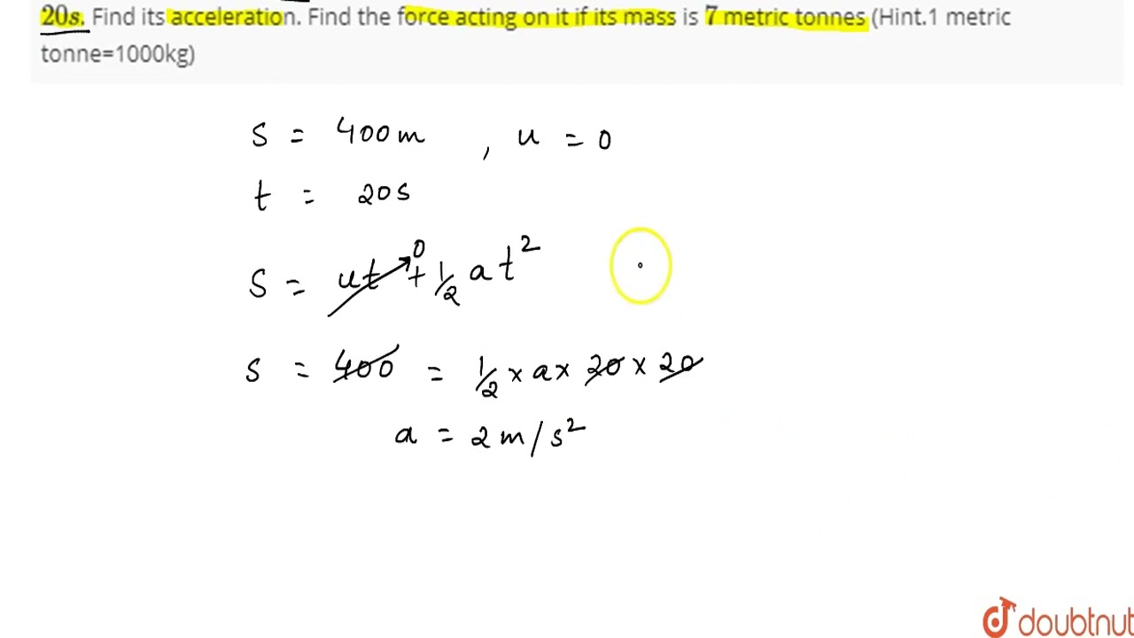 A truck starts from rest and rolls down a hill with a constant acceleration. It travels a distan...