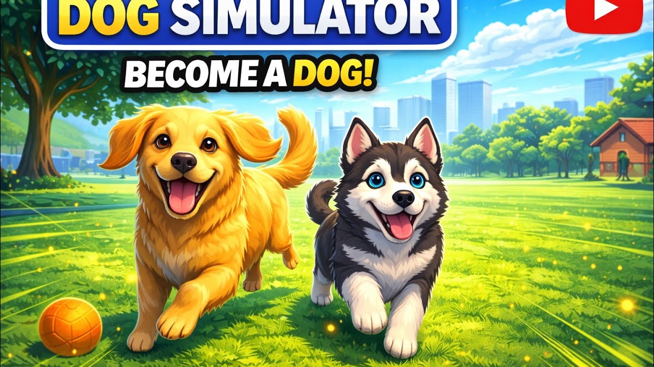 Playing dog simulator.Dog life experience 