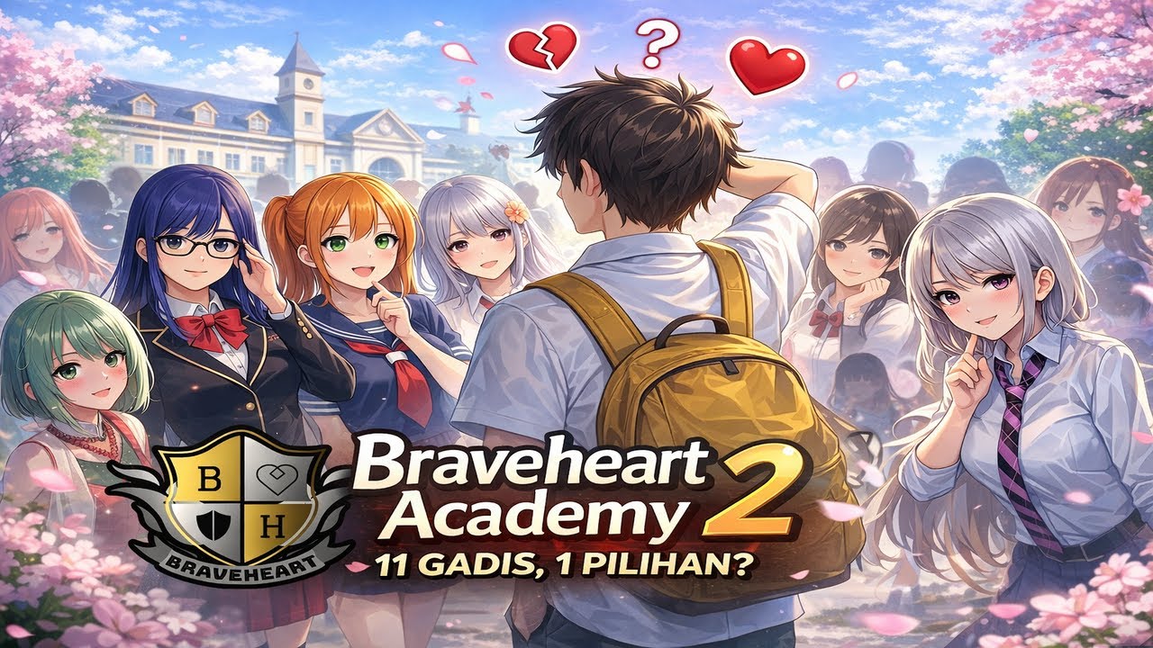 Visual Novel Romantis dengan 11 Gadis | Braveheart Academy 2