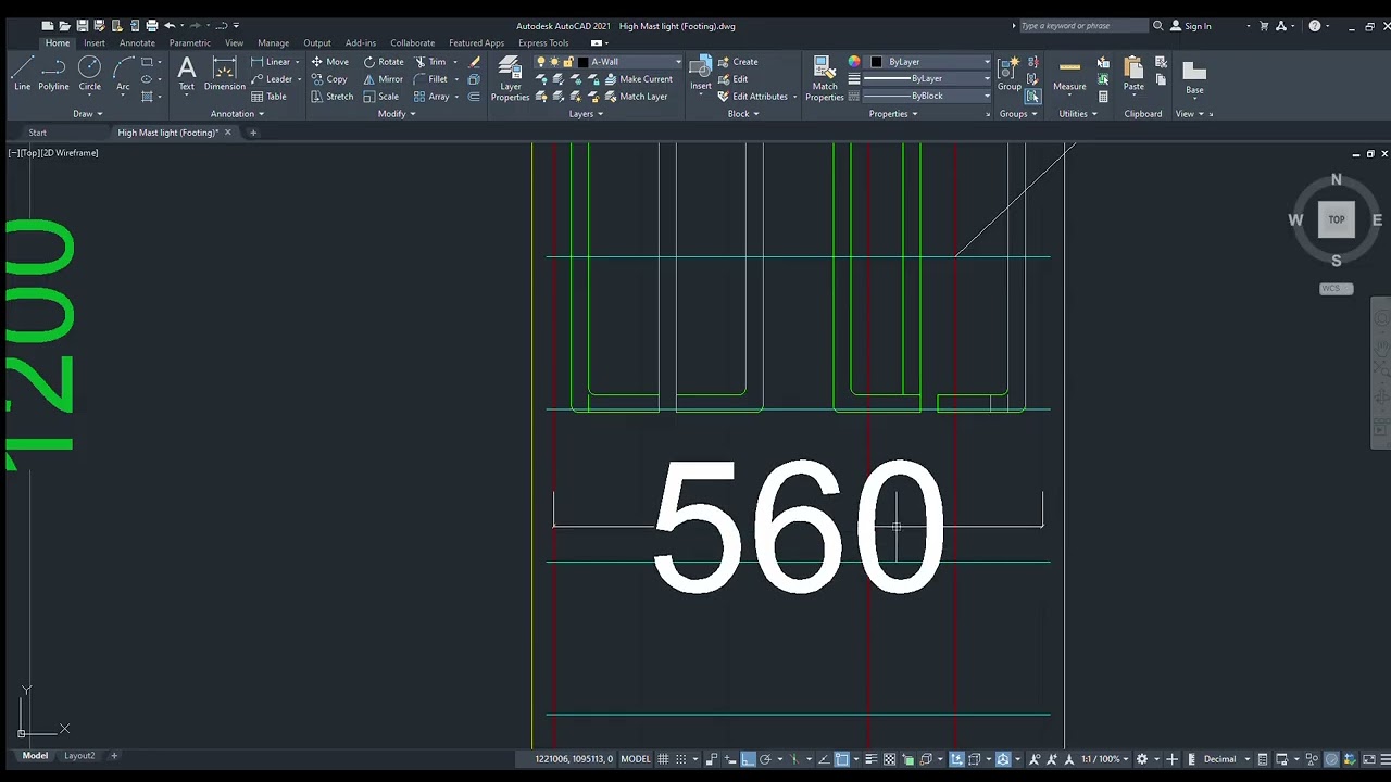 Highmast light footing work In AutoCAD(12m&16m) 