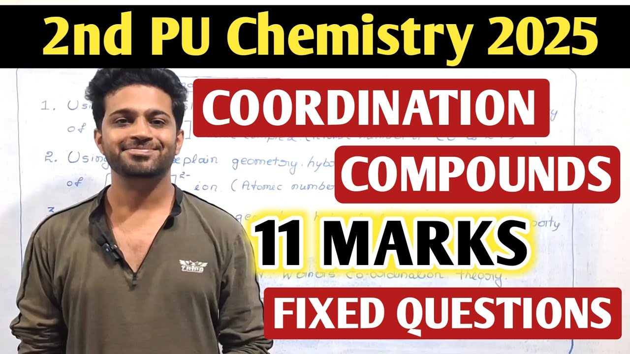 Fixed questions from COORDINATION COMPOUNDS chapter | 2nd PUC Chemistry Important Questions