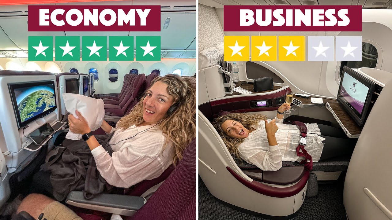 Мы сравниваем эконом-класс и бизнес-класс Qatar Airways
