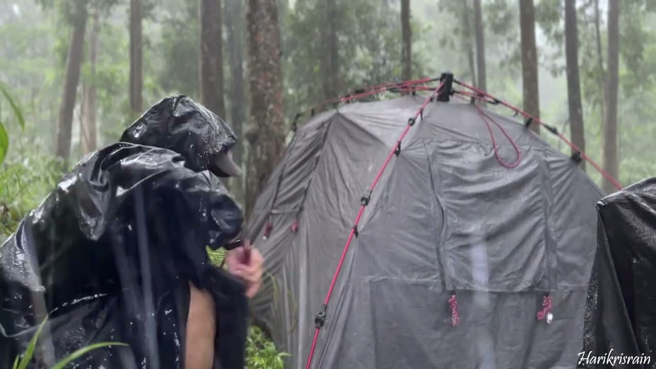Long Heavy Rain Camping || Solo Camping in Very Heavy Rain