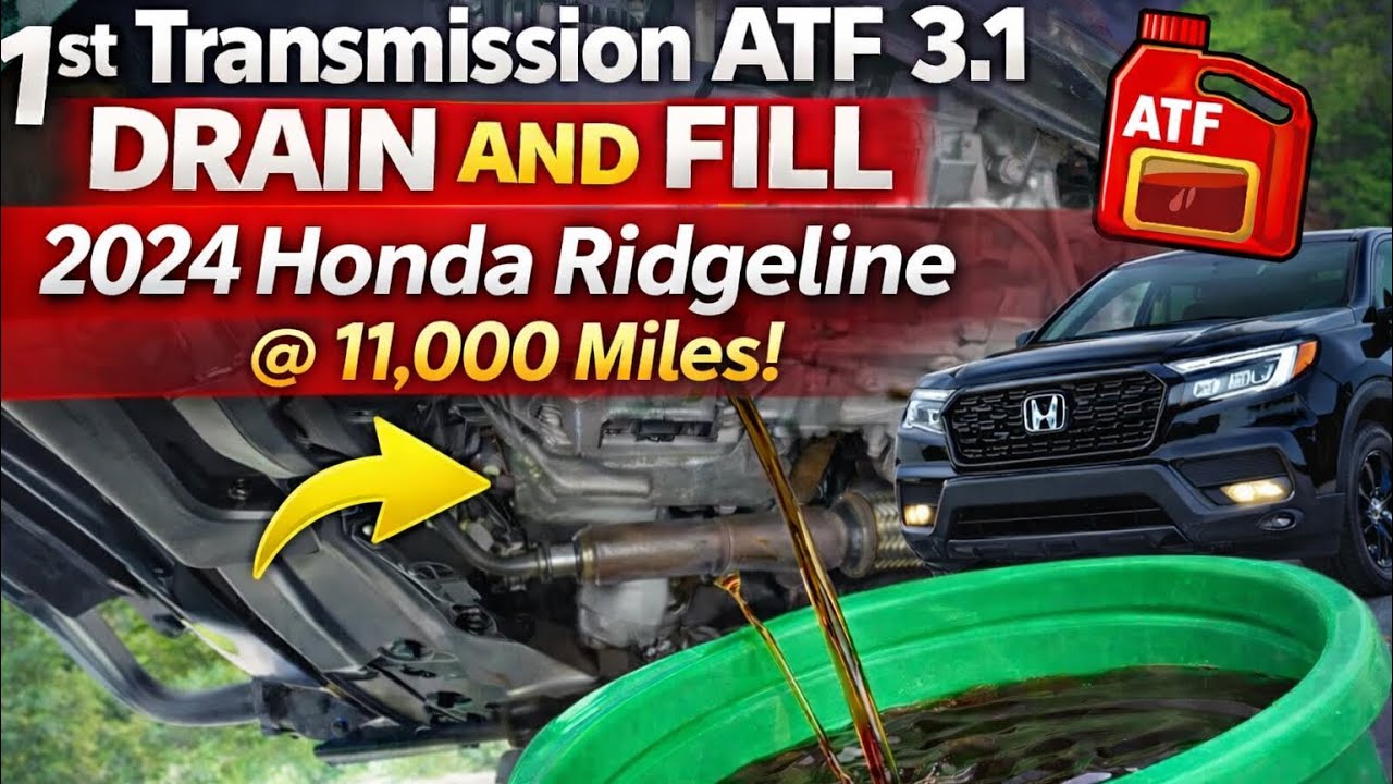 1st transmission ATF 3.1 DRAIN AND FILL 2024 Honda Ridgeline @ 11,000 miles. 4 quarts, easy DIY!