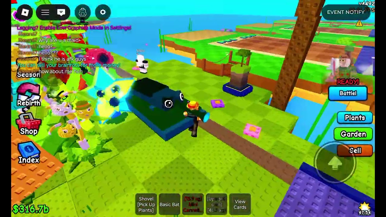 We are playing Roblox plants vs brainrots/song by omz