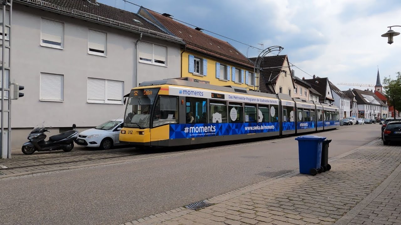 Tram Karlsruhe, Blankenloch, Lameyplatz und Albtalbahnhof am 21. August 2025