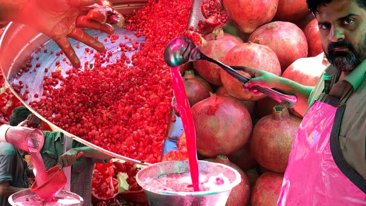 Best way to open pomegranate|How to make pomegranate juice|Street Bloody Red juice,Anar sharbat