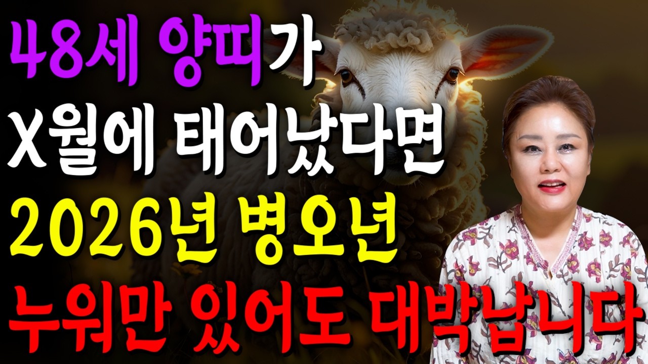 1979년 양띠 운세 무조건 이렇게 됩니다..!! 2026년 1979년생 48세 양띠운세 배신당했던 모든날을 보답받습니다! 2026년 79년생 양띠의 운명과 평생 운세