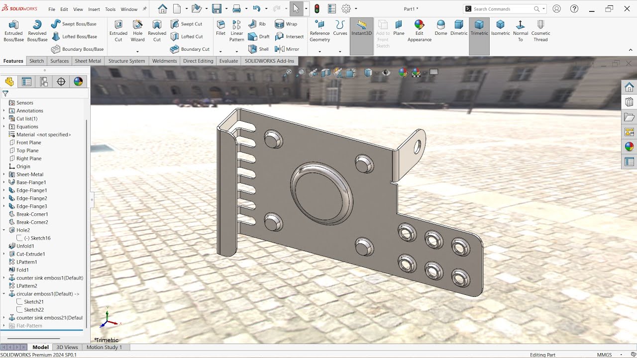 SOLIDWORKS Sheet metal Forming tools 24 #solidworks #cncsoftware #cad #art #cadsoftware #sketchup