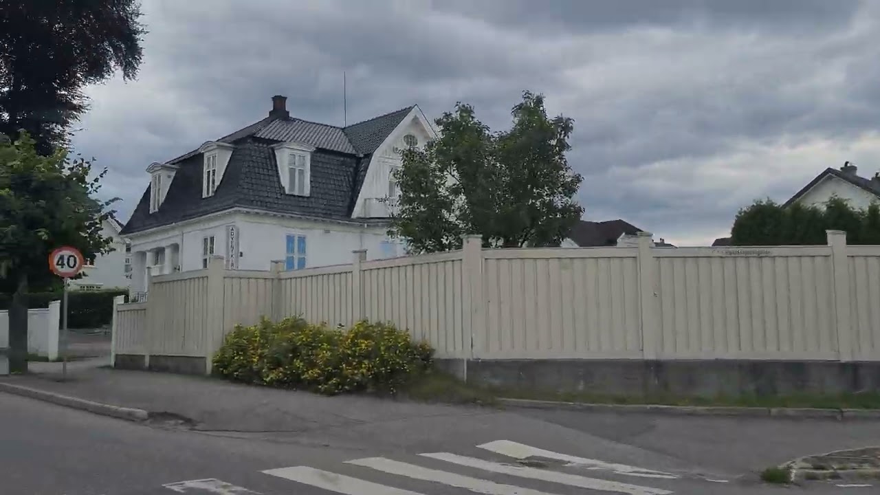Driving in Skien (Norway) from Gulset to Falkum