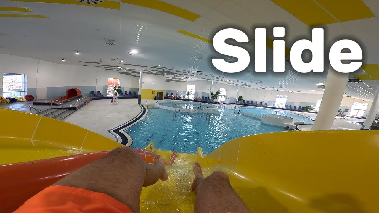 Slide Water Slide in Water Park Aquasvět Chomutov Czech Republic, POV 4k videos