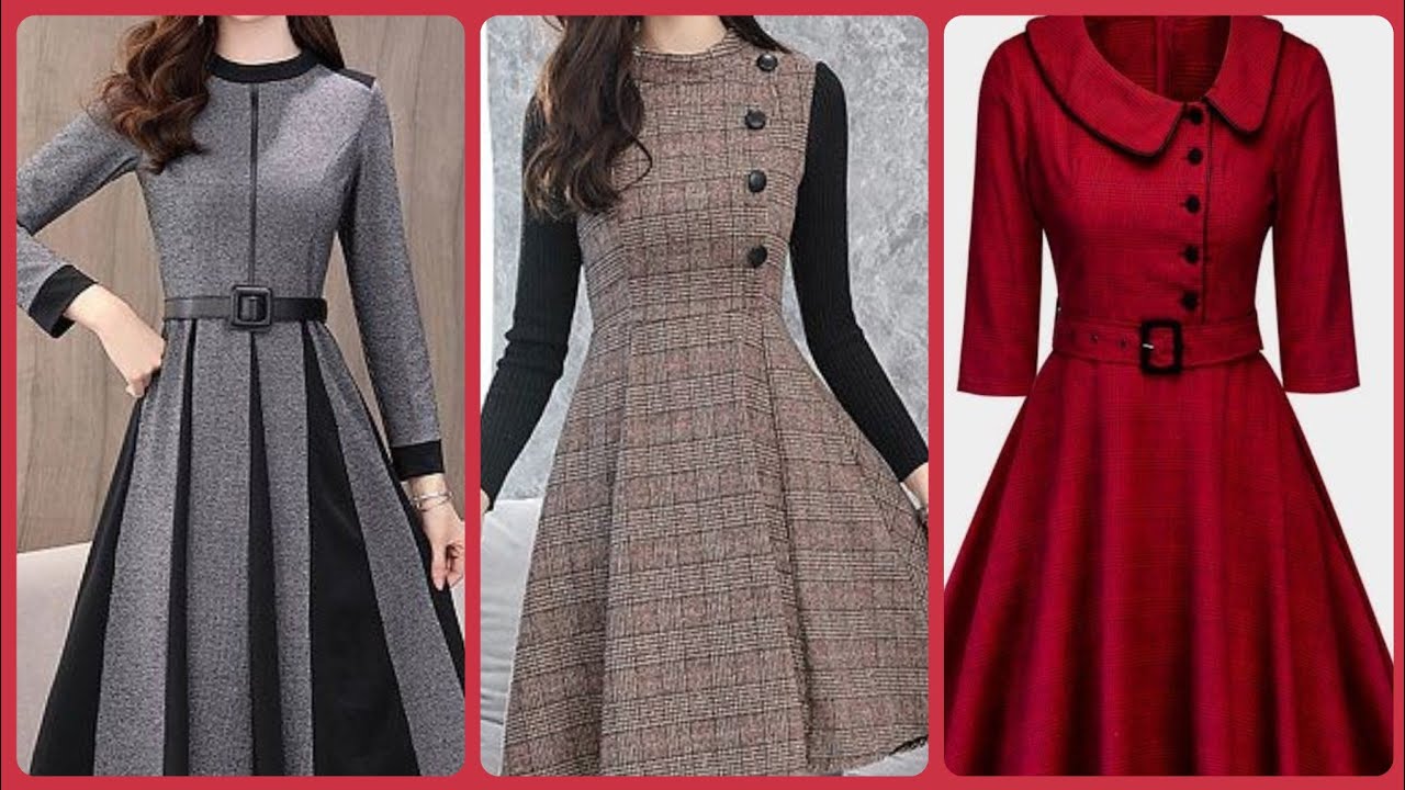 most stylish formal wear women's plated skater dresses design 2020