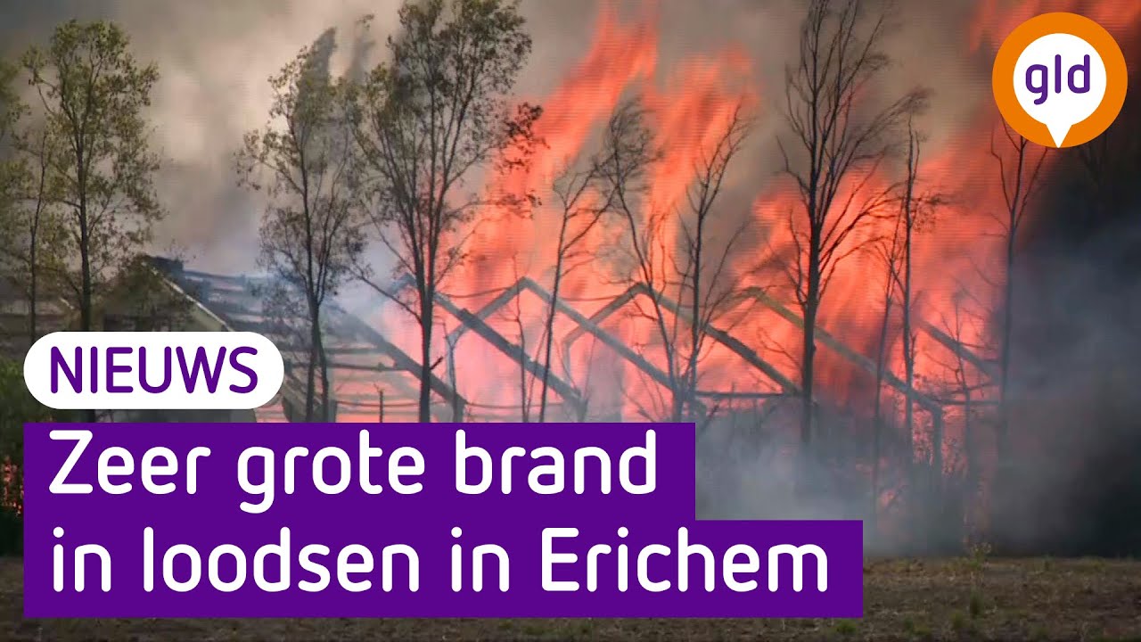 Zeer grote brand in loodsen pompoenenbedrijf in Erichem