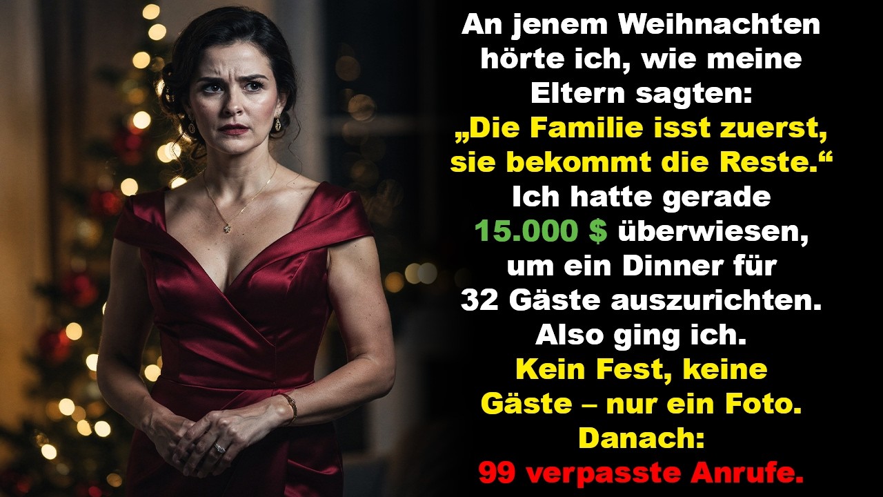 Ich hörte, wie meine Eltern über Weihnachten sprachen – sie aßen zuerst, ich beendete es.