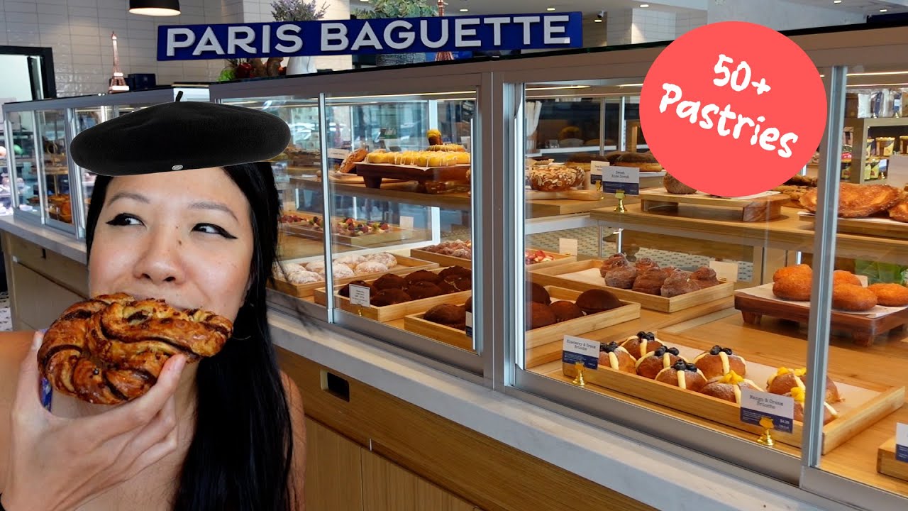 Trying a few pastries at the New Paris Baguette in Houston Chinatown