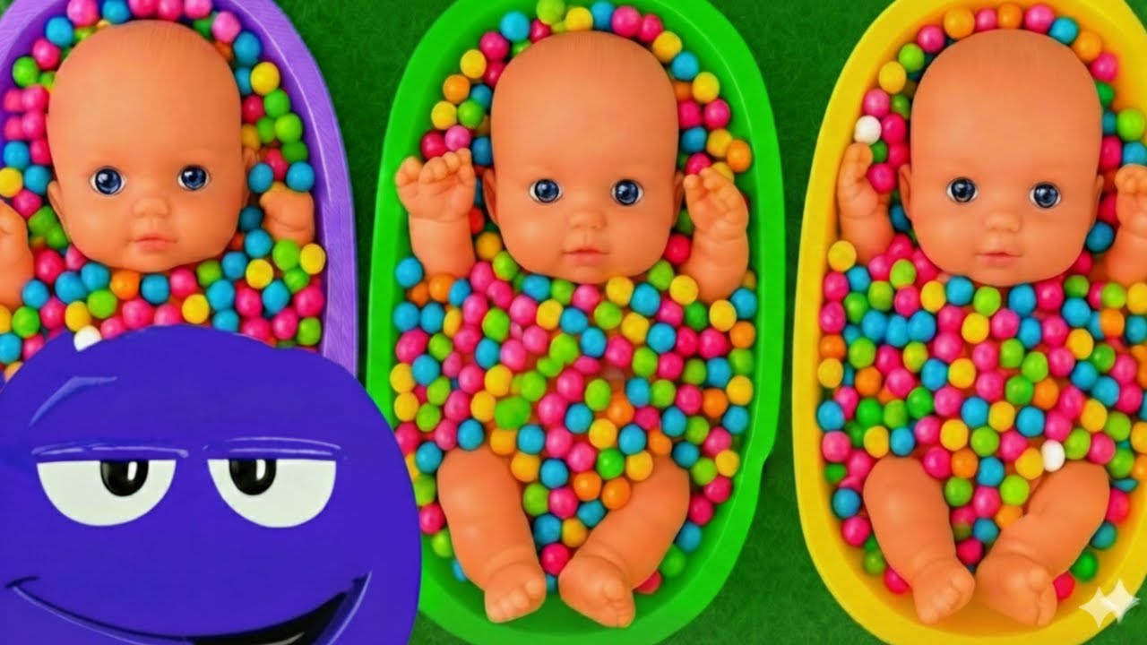 Full of 3 Rainbow BathTubs Candy with M&M's & Magic Slime Cutting Video