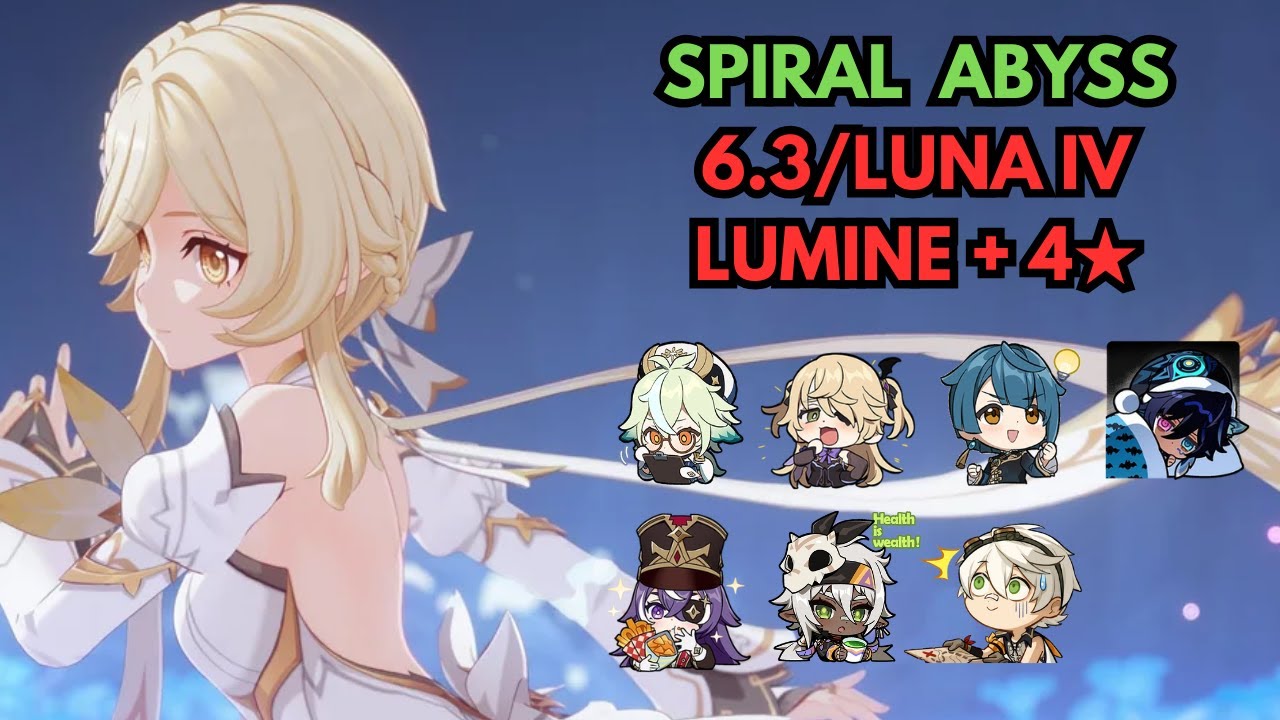 Abismo da 6.3 (Luna IV) - Lumine Pyro + personagens 4 estrelas - Spiral Abyss Genshin Impact