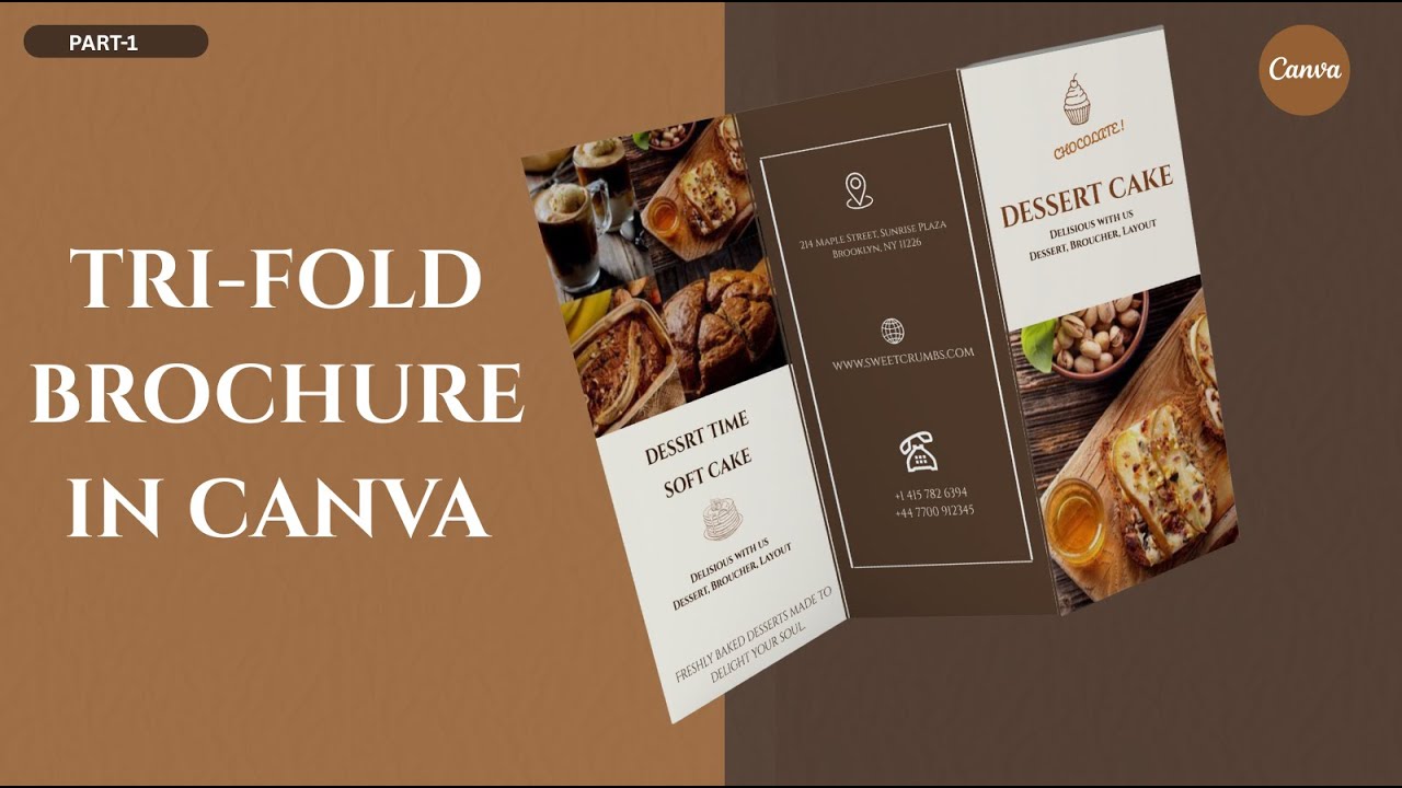 Tri-Fold Bakery Brochure Design in Canva | Step-by-Step Tutorial (Part 1)