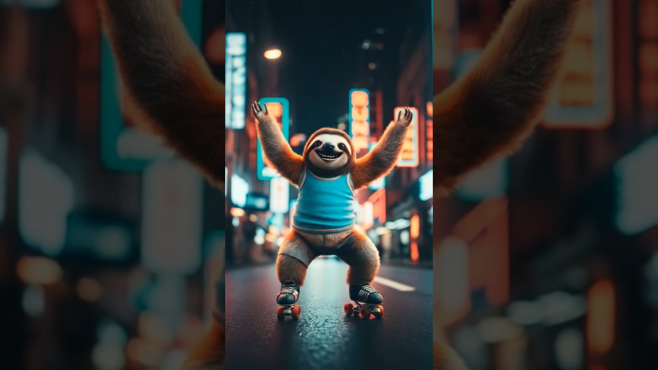 Skating Sloth in the City 🛹🔥 | Funny Animation | Trending Short 2025