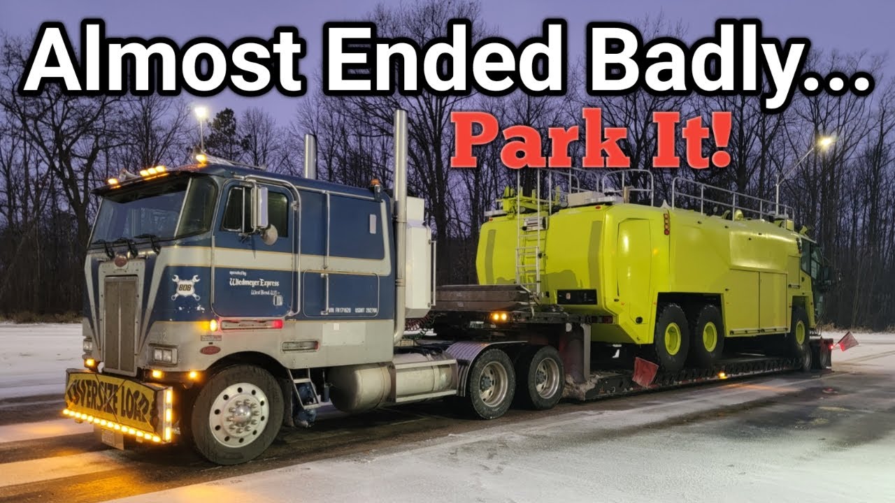 I Gave Up.  Cabover Peterbilt Struggles to control 93,400 Lbs In Unexpected Ice.  Cold Breaks Parts.