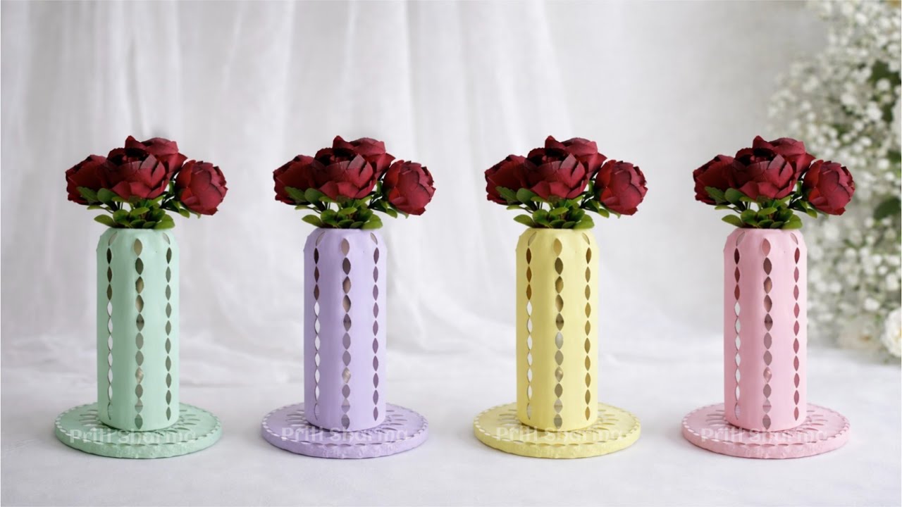 Plastic Bottle Flower Vase Making | Mirror Mosaic Art For Beginners | Home Decor 