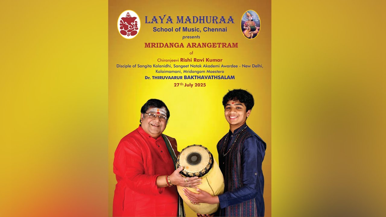 🔴LIVE : Mridanga Arangetram of Chiranjeevi Rishi Ravi Kumar