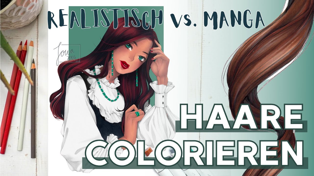 HAARE COLORIEREN mit Alkohol Markern & Buntstiften | Realistische Haare vs. Manga/Comic | TUTORIAL
