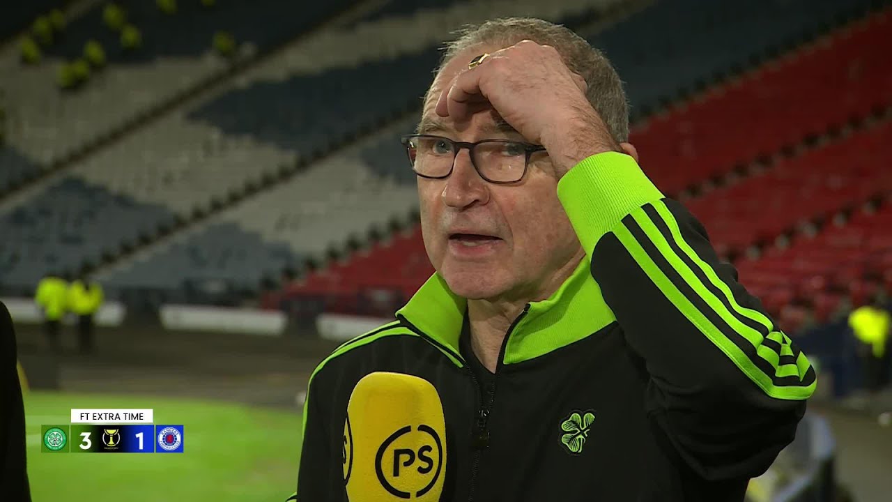 Celtic interim manager Martin O'Neill reacts to beating Rangers at Hampden in the Premier Sports Cup